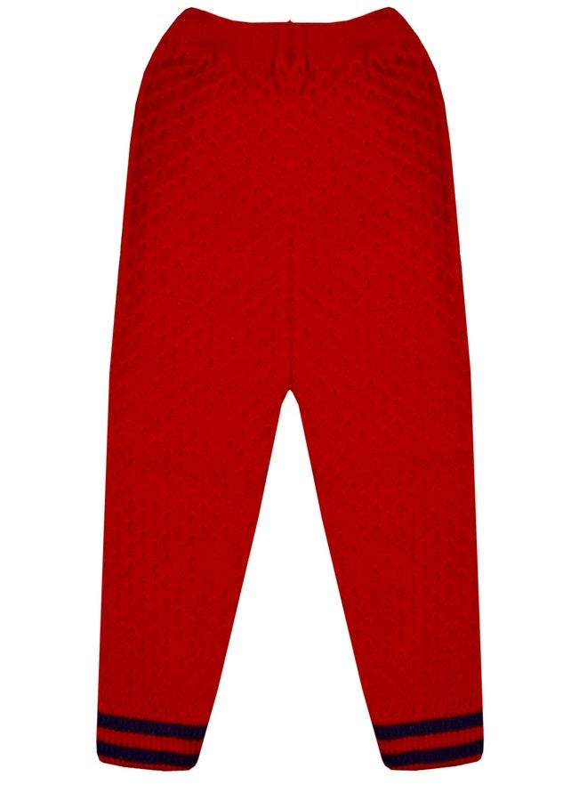 SELVEL Unisex Baby Woolen Hooded Sweater Set | Baby Boys Baby Girls Full Sleeves Hooded Sweater, Pant and a Pair of Booties Combo (SWTR-HDY-2112) (0-3 Months, Red) - Image 4