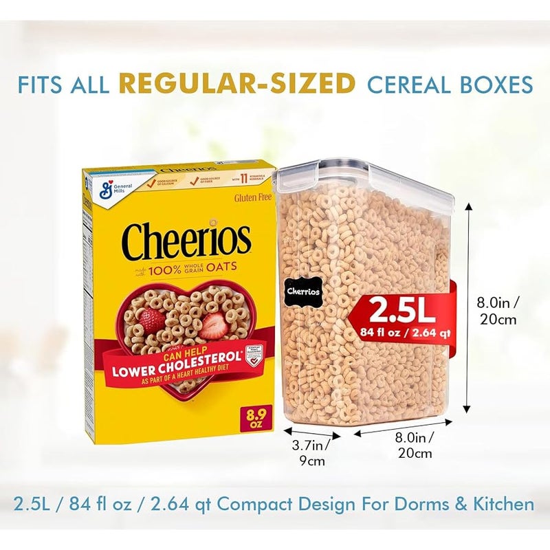 Shazo 2 Pack (2.5L / 84 Oz) EXTRA Large Airtight Food Storage Cereal Containers for Bulk Food Storage BPA-Free Plastic Container, Pantry Organization and Canister for Rice, Pasta, Sugar & Flour - Image 2