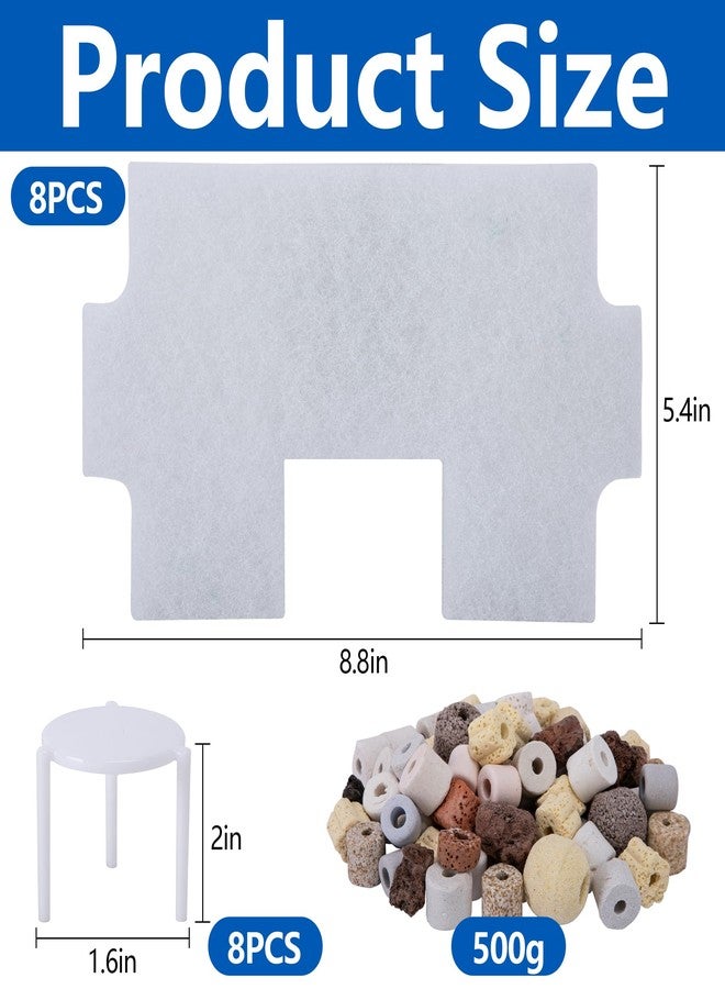 Adnee 17 Pcs Pond Waterfall Spillway Filter Media, 8 Inch Waterfall Box Filter Pad with Bracket and Ceramic Rings, Reusable Pond Filter Replacement Mat to Maintain Water Quality - Image 2