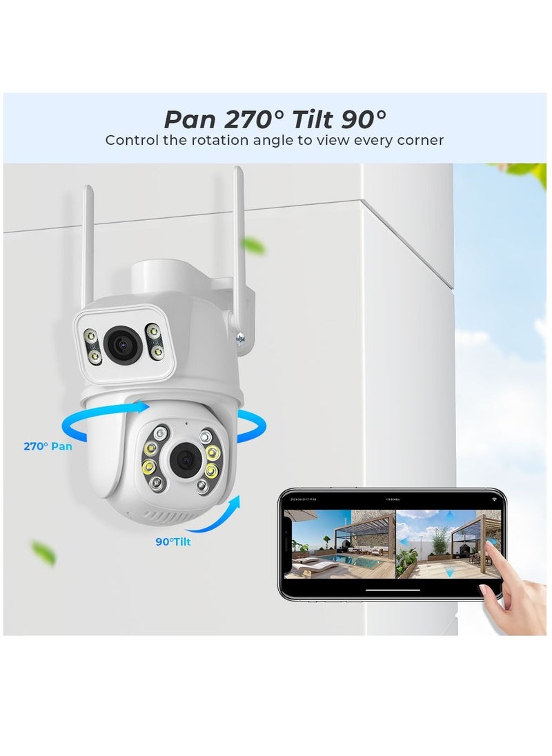 ماركة غير محددة - كاميرا 8MP 4K PTZ IP ذات العدسة المزدوجة لكشف الإنسان CCTV كاميرا مراقبة للرؤية الليلية كاميرا مراقبة واي فاي خارجية - Image 1