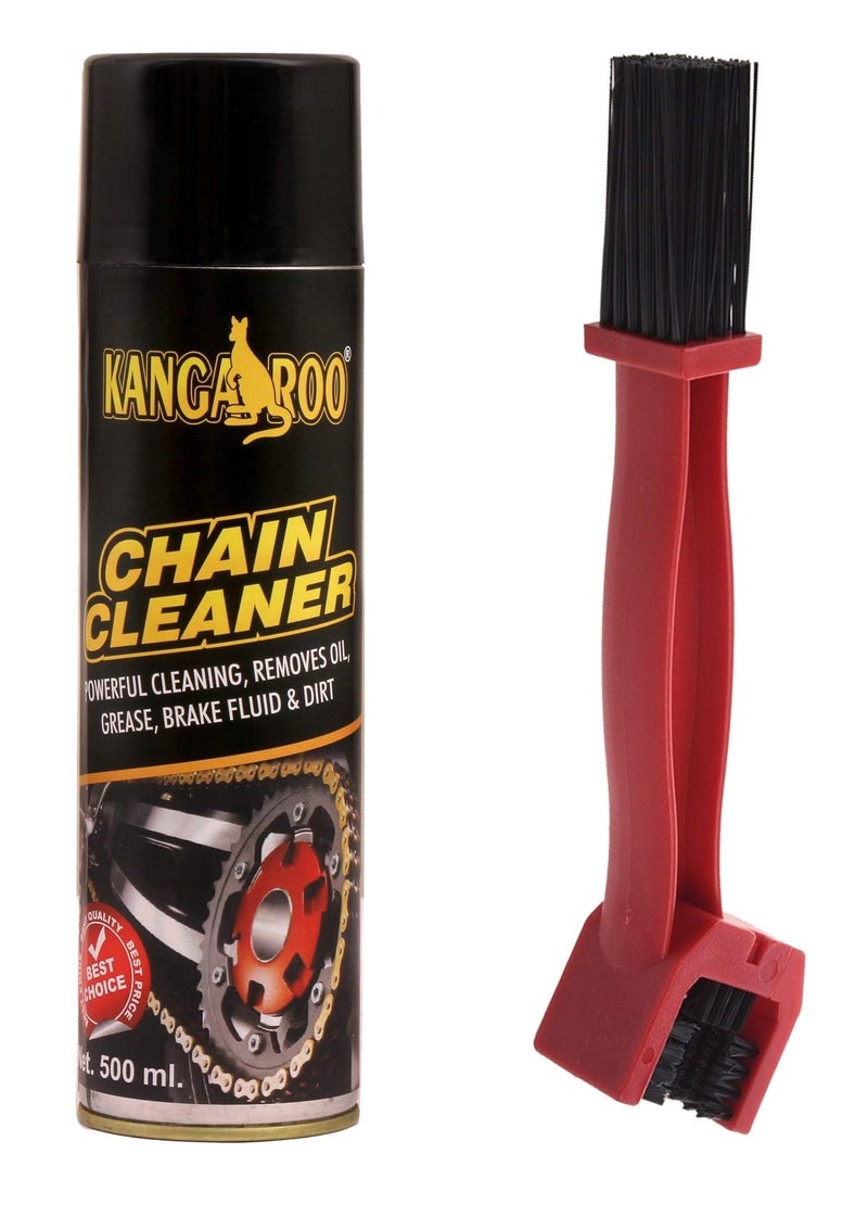 Kangaroo Chain Cleaner 500 ML + Brush Combo | Powerful Degreaser Spray for Motorcycle & Bike Chains | Removes Grease, Oil & Dirt | Includes Ergonomic Cleaning Brush - Image 3