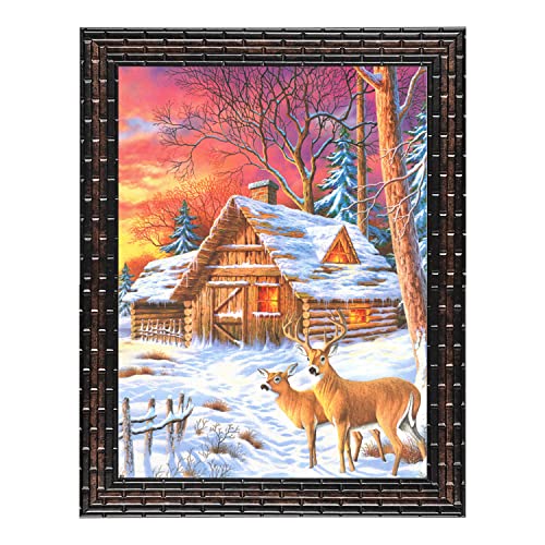 Indianara Set of 3 Nature Framed Art Painting (3268GB) without glass 6 X 13, 10.2 X 13, 6 X 13 INCH - Image 5