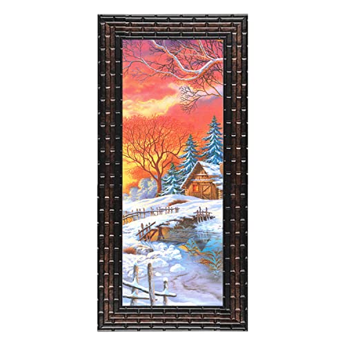 Indianara Set of 3 Nature Framed Art Painting (3268GB) without glass 6 X 13, 10.2 X 13, 6 X 13 INCH - Image 4
