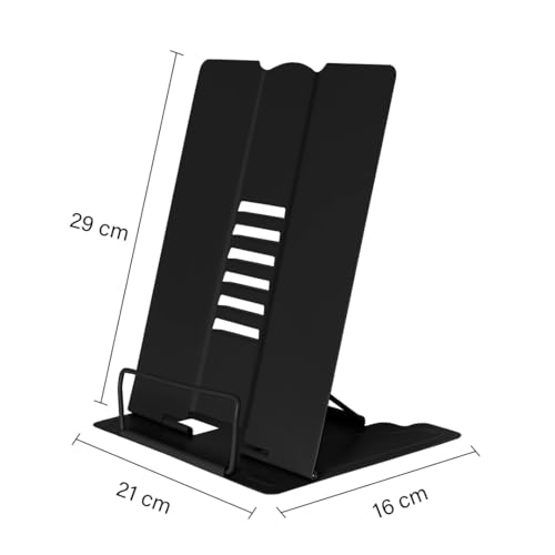 oddpod™ A4 Big Size Adjustable Folding Hands-Free Elegant Metal Stand for Book Reading, Laptop, Tablets for Office, Home, Student Document, Cookbook, Textbook - Black - Image 3