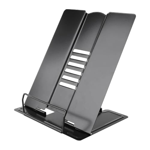 oddpod™ A4 Big Size Adjustable Folding Hands-Free Elegant Metal Stand for Book Reading, Laptop, Tablets for Office, Home, Student Document, Cookbook, Textbook - Black - Image 1