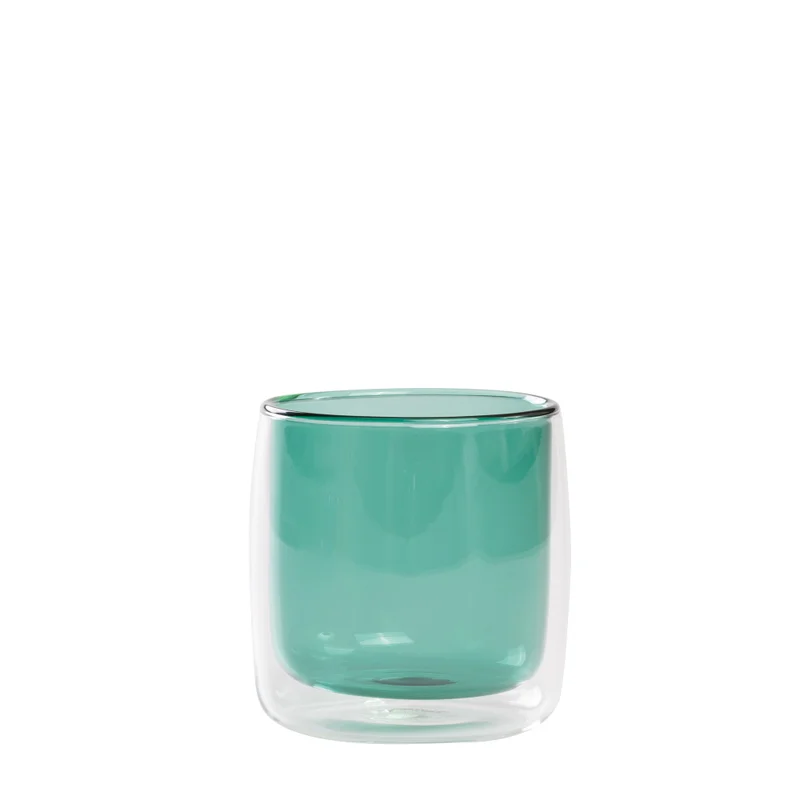 Zafferano Bilia Double Glazed Tumbler Clear/Lake Green Ø.90x90mm. CL.32,5
