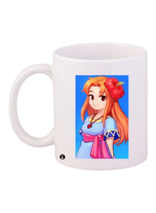 RYN Cartoon Printed Coffee Mug White/Blue/Red 11ounce