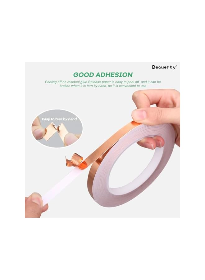 Beauenty Beauenty Copper Foil Tape (10mm Wide), Used For Electromagnetic Interference Shielding, Computer Wire, Monitor, Shield Environmental Protection Shielding Heat Dissipation - Image 4