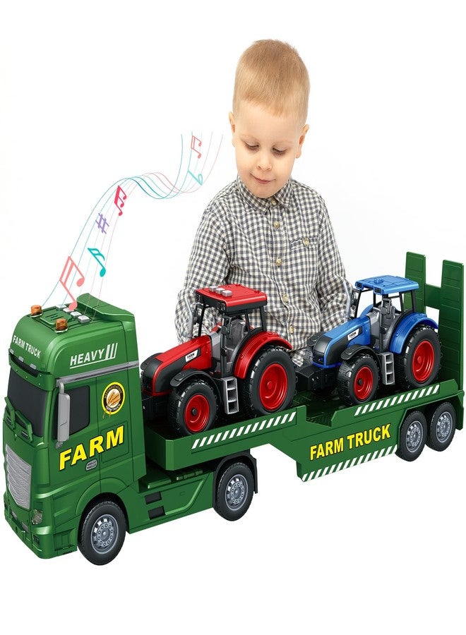 lonfypeng 3-in-1 Farm Truck Toys for Kids Ages 3-6 - Inertia Semi Trailer with Tractor & Farm Vehicle, Light and Sound Play Set - Image 1