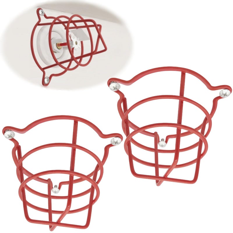 Happy Tree 2 Pack Red Fire Sprinkler Head Guard Cage Protector Cover for Both 12 34 and for Protecting Flush Mount Side Wall Pendent Head Fire Sprinkler Covers for Ceiling