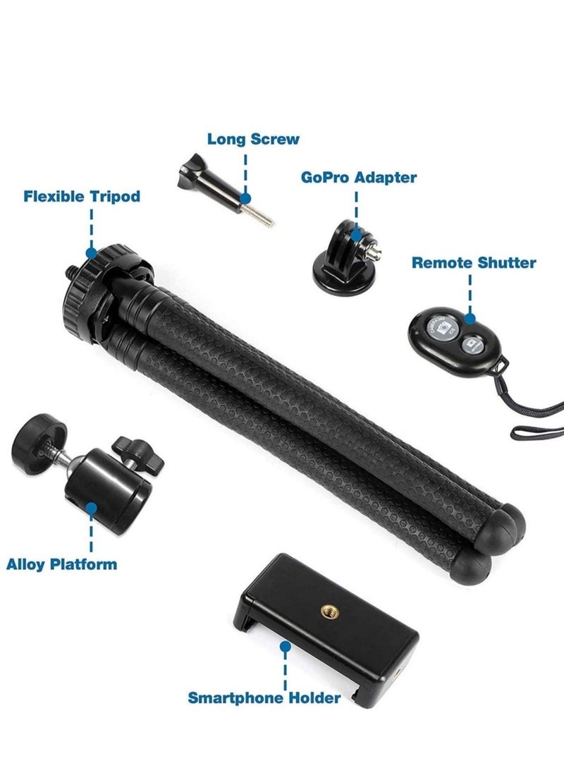 ELTRAZONE Phone Tripod, Flexible Cell Phone Tripod Adjustable Camera Stand Holder with Wireless Remote and Universal Clip 360° Rotating Mini Tripod Stand for iPhone, Samsung Android Phone, Sports Camera GoPro - Image 3