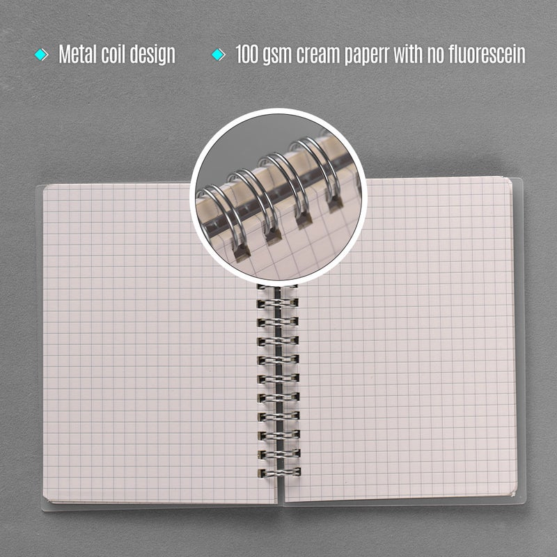 A6 Coil Notebook Spiral Notebooks with Elastic Band 5mm Square Grid Pages Diary Journal Memo Office and School Supplies - Image 4