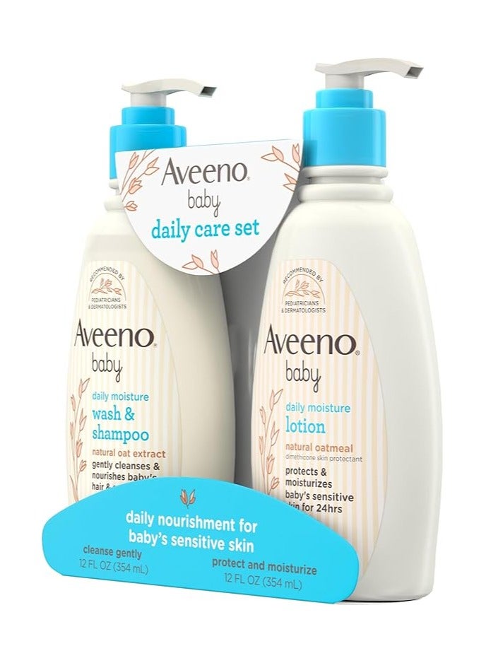 Aveeno Baby Gentle Moisturizing Daily Care Set, Natural Oat Extract, Natural Colloidal Oatmeal, 2 Items - Image 2