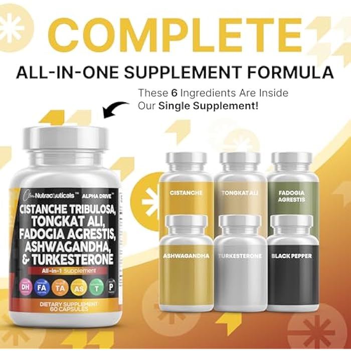 Clean Nutraceuticals Clean Nutra Cistanche Tribulosa Fadogia Agrestis Tongkat Ali Turkesterone Pills Ashwagandha Capsules Supplement for Men - 60 Count - Image 2