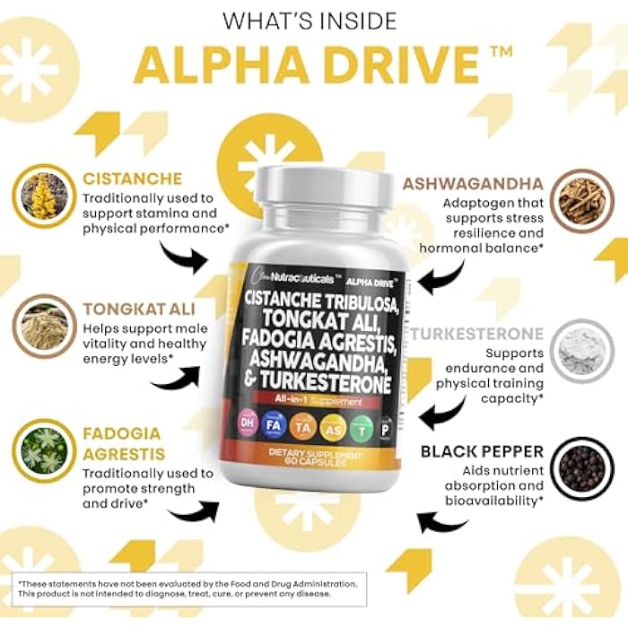 Clean Nutraceuticals Clean Nutra Cistanche Tribulosa Fadogia Agrestis Tongkat Ali Turkesterone Pills Ashwagandha Capsules Supplement for Men - 60 Count - Image 3