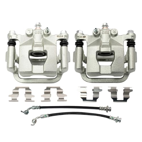 TRQ Rear Brake Caliper Set Brake Hose Compatible with 2007-2008 Nissan Maxima - Image 1