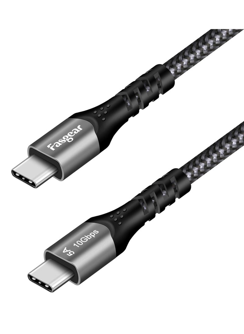 Fasgear USB C to Type C Cable 1 Pack USB 3.1 Type C Gen 2 Fast Charge Cable 100W 20V/5A Power Delivery 10Gbps Data Transfer 4K 60Hz Video Output Compatible for Type-C Device 3 feet Black  - Image 1