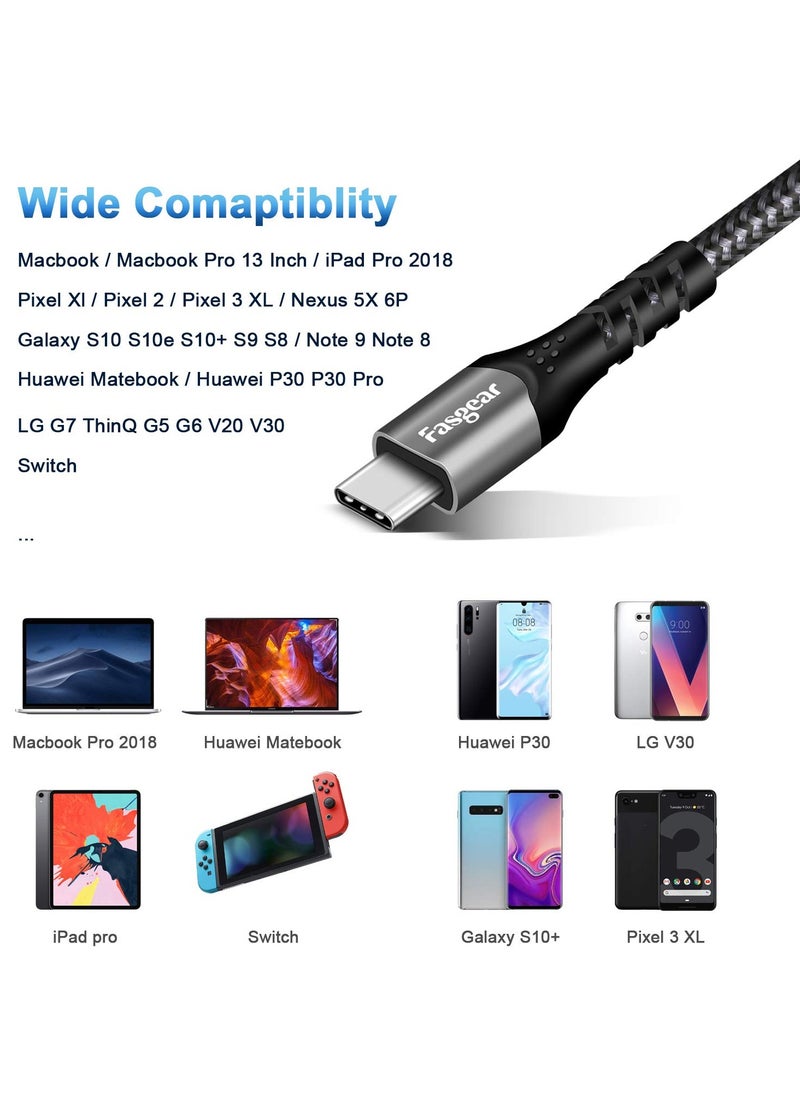 Fasgear USB C to Type C Cable 1 Pack USB 3.1 Type C Gen 2 Fast Charge Cable 100W 20V/5A Power Delivery 10Gbps Data Transfer 4K 60Hz Video Output Compatible for Type-C Device 3 feet Black  - Image 4
