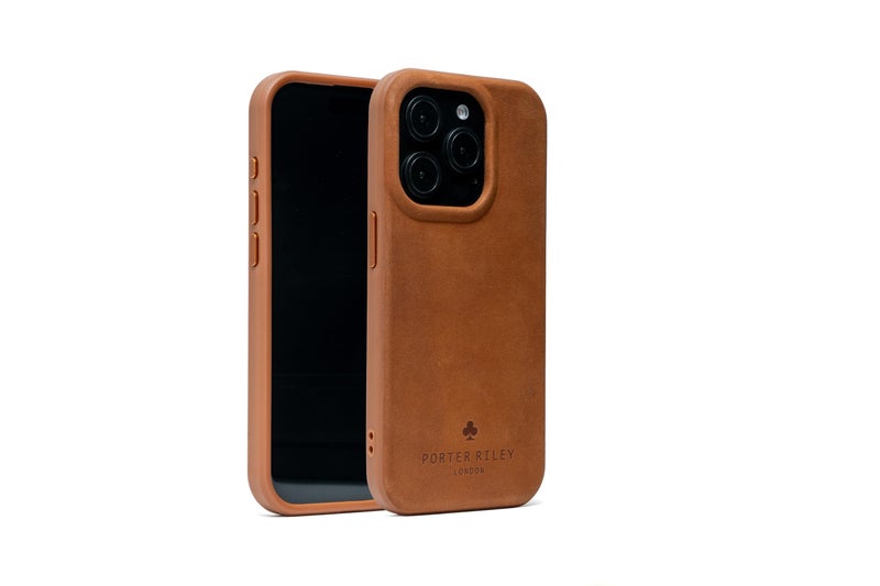Porter Riley Premium Leather Case Compatible with iPhone 15 Pro Slim line Bumper Case Compatible with MagSafe Genuine Leather Cover Tan - Image 2