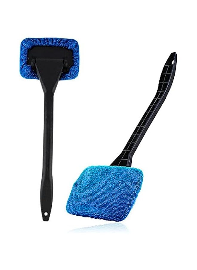 Generic Car Windshield Cleaning Tool, Car Window Cleaner, Car Wash Brush, Reusable Microfiber Cloth Pads, 15.75 Inch Handle, Interior Exterior Glass Wiper Cleaning Kit, for Office, Home  - Image 1
