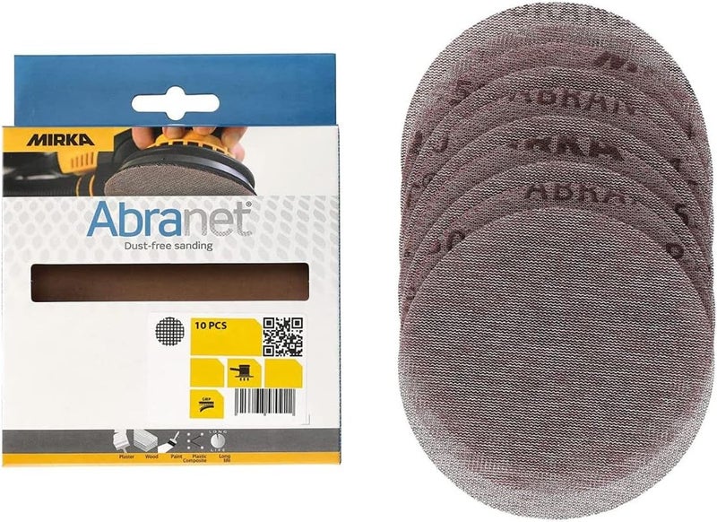 Mirka 5-Inch Abranet Assortment Pack with Grits P80 to P600 and Pad Protector - Grey