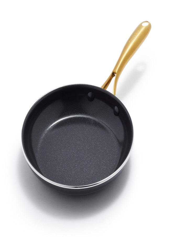 GreenPan Swift 8" Nonstick Frying Pan Skillet, Ceramic PFAS-Free Kitchen Cookware, Dishwasher & Oven/Broiler Safe to 600°F, Gold-Tone Stainless Steel Handle, Black - Image 1