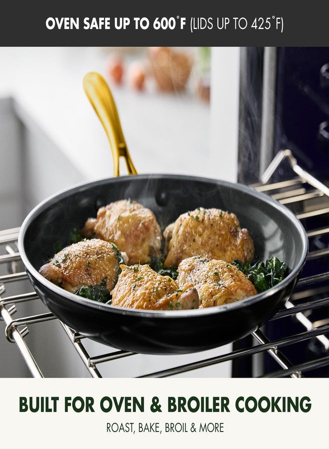 GreenPan Swift 8" Nonstick Frying Pan Skillet, Ceramic PFAS-Free Kitchen Cookware, Dishwasher & Oven/Broiler Safe to 600°F, Gold-Tone Stainless Steel Handle, Black - Image 2