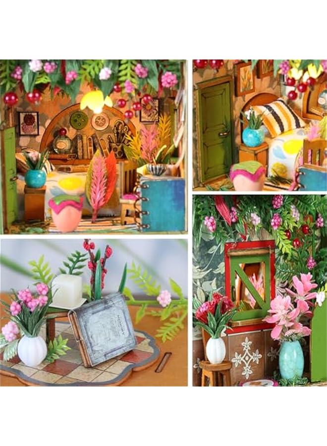 DIY Miniature Dollhouse Kit Wooden Dolls House with LED Creative Room Mini House Building Kit for Birthday Gift (Field hut) - Image 3