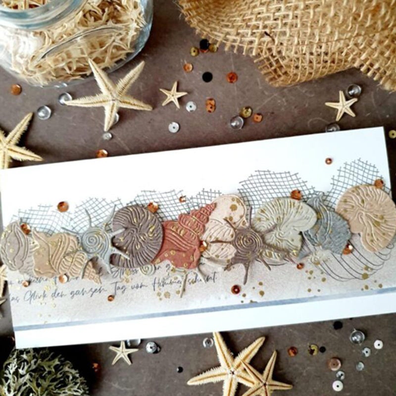 Lapoo Cutting Die for Scrapbooking, 3D Backgrounds Frame New Cutting Dies DIY Album Card Making Decor Paper Craft Metal Die Cuts Party Decorations (Whelk Sea 3.9 x 3 in) - Image 1