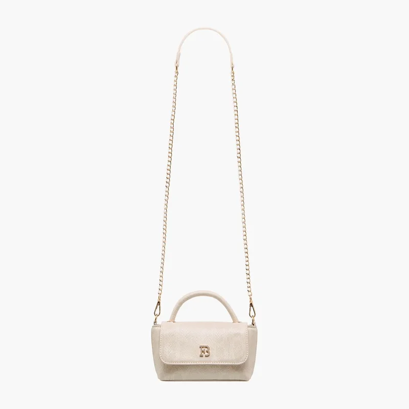 Flora Bella By Shoexpress Women's Textured Crossbody Bag with Detachable Strap and Flap Closure