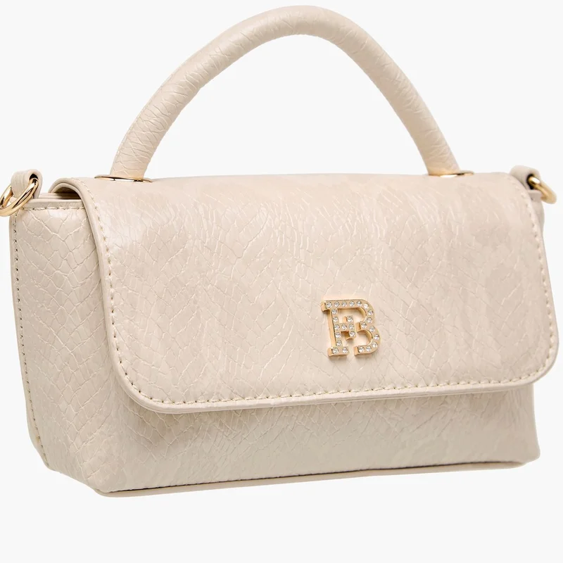 Flora Bella By Shoexpress Women's Textured Crossbody Bag with Detachable Strap and Flap Closure Ramadan Collection