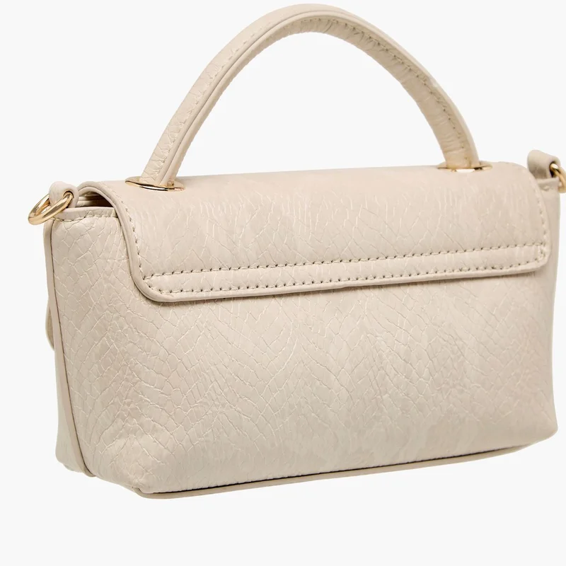 Flora Bella By Shoexpress Women's Textured Crossbody Bag with Detachable Strap and Flap Closure Ramadan Collection
