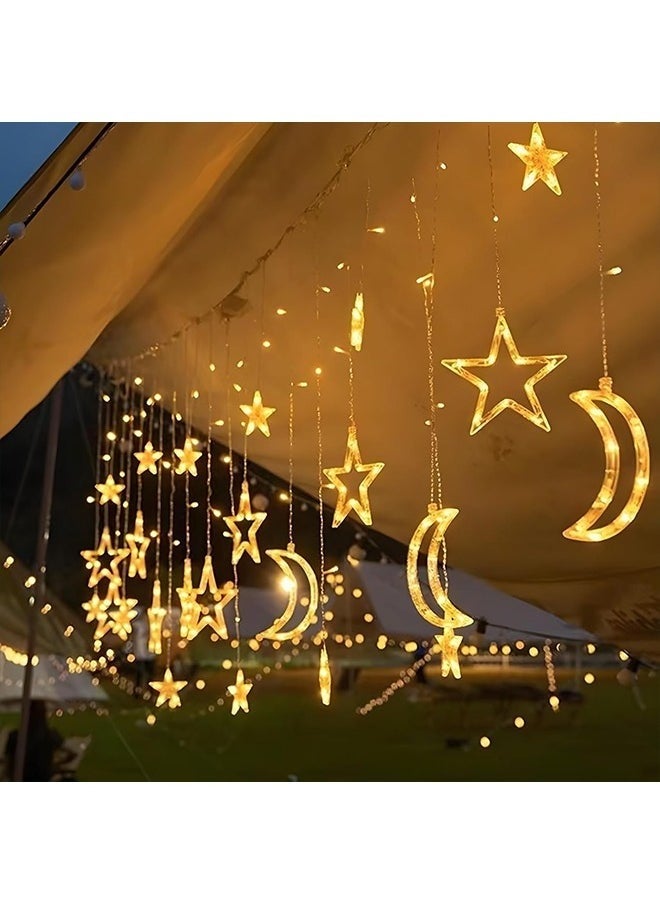 Yoawllty LED Fairy Lights Outdoor, 2M Star Moon Decorative Lights for Party, Bedroom, Holiday Indoor Outdoor(Warm White)  - Image 1