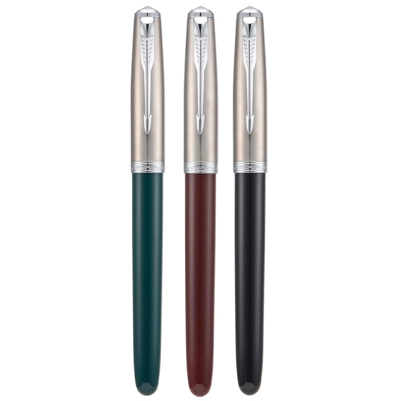 Lanxivi 3 Jinhao 86 Fountain Pen Set (Black, Wine Red and Green Resin) Extra Fine Nib with Refillable Ink Converter - Image 3