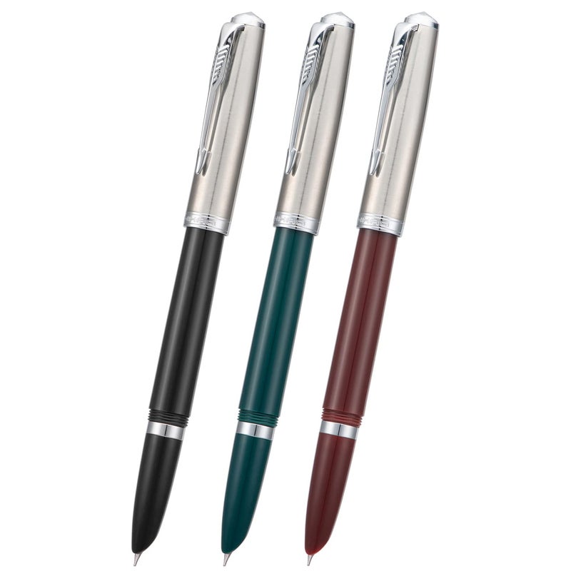 Lanxivi 3 Jinhao 86 Fountain Pen Set (Black, Wine Red and Green Resin) Extra Fine Nib with Refillable Ink Converter - Image 2