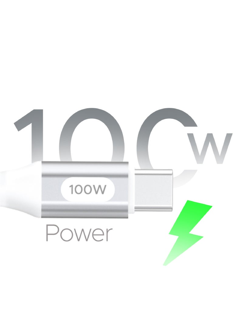 Lycka P Cord XTRA100 – 100W Type-C to Type-C Fast Charging Cable (2M, White) - Image 2