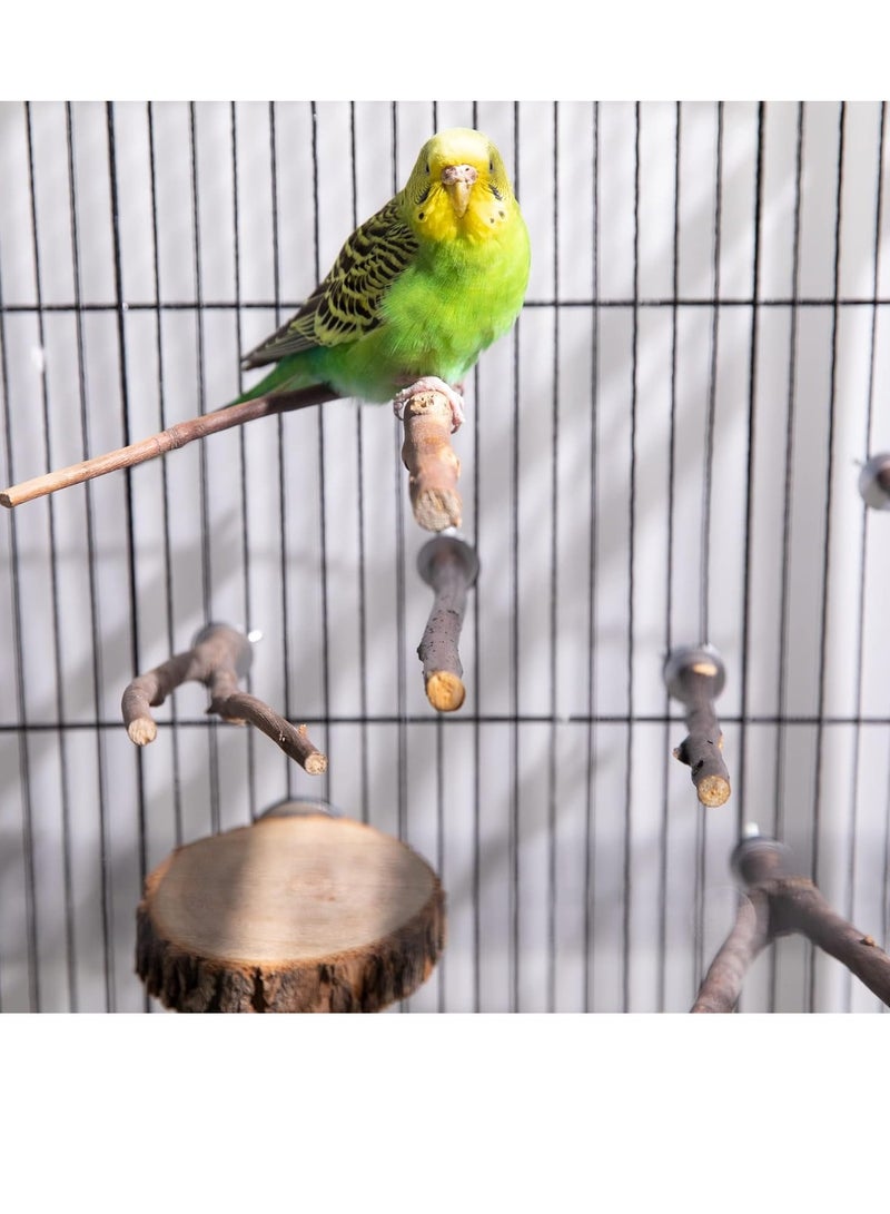 FengSVMA Natural Wood Bird Perch Stand,Wooden Parrot Perch Stand,Perch Platform Cage Accessories for Parrotlets Budgies,Cockatiels,Parakeets,Lovebirds(8PCS) - Image 2