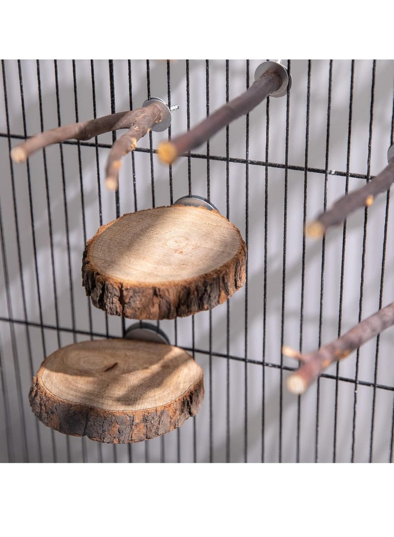 FengSVMA Natural Wood Bird Perch Stand,Wooden Parrot Perch Stand,Perch Platform Cage Accessories for Parrotlets Budgies,Cockatiels,Parakeets,Lovebirds(8PCS) - Image 3