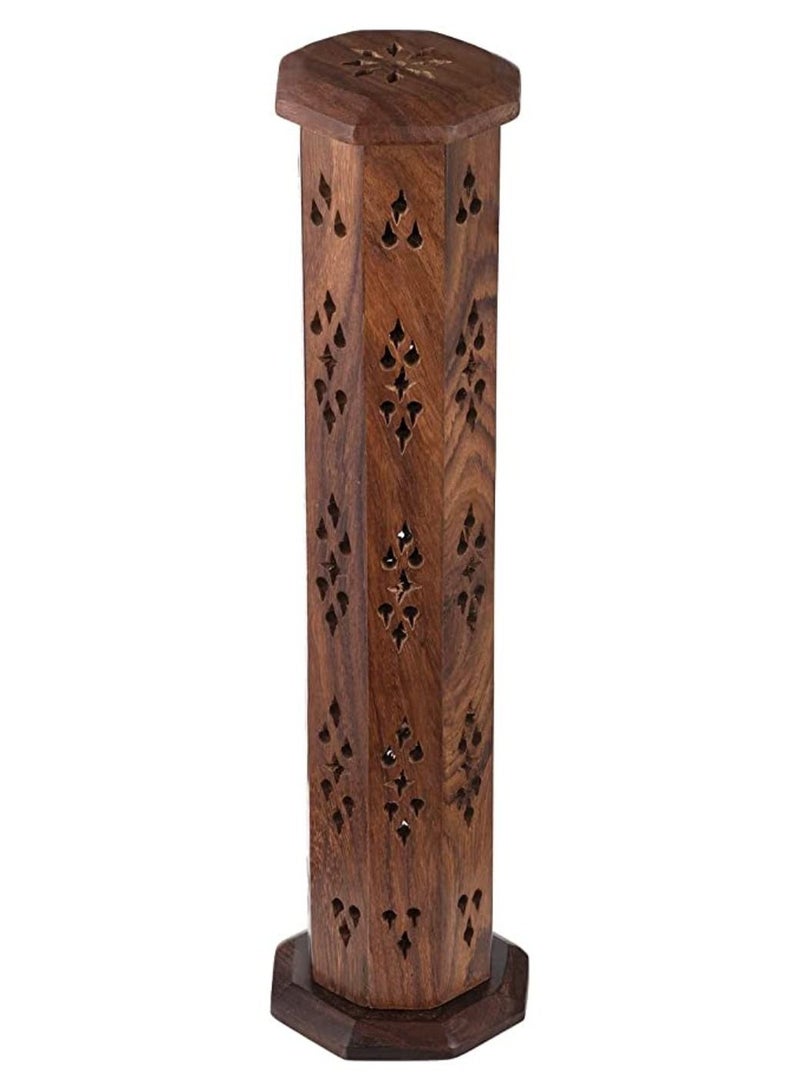 QUESERA حامل بخور خشبي لوباندان بخور شكل برج - Image 1