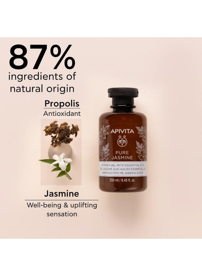 أبيفيتا جل الاستحمام Apivita Pure Jasmine 250 مل - غسول استحمام فاخر للجسم غني بزيت الياسمين العطري والبروبوليس - غسول استحمام للجسم ينظف البشرة بلطف ويحافظ على رطوبة البشرة  - Image 2