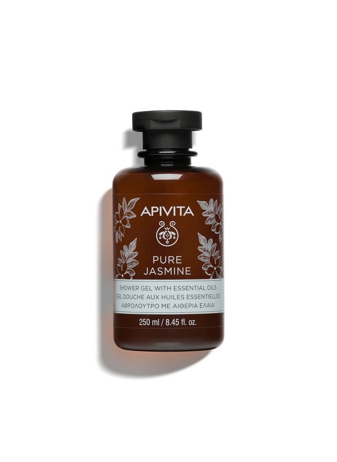 أبيفيتا جل الاستحمام Apivita Pure Jasmine 250 مل - غسول استحمام فاخر للجسم غني بزيت الياسمين العطري والبروبوليس - غسول استحمام للجسم ينظف البشرة بلطف ويحافظ على رطوبة البشرة  - Image 1