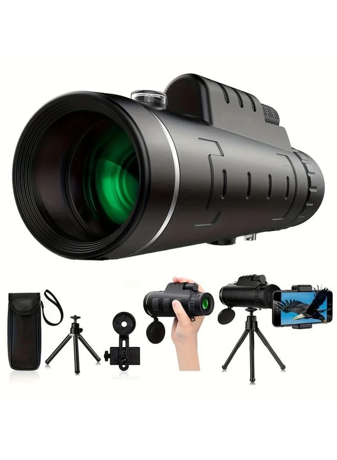 Black Monocular 10x40 HD Manual Focus Built In Compass Portable For Bird Watching - Image 2