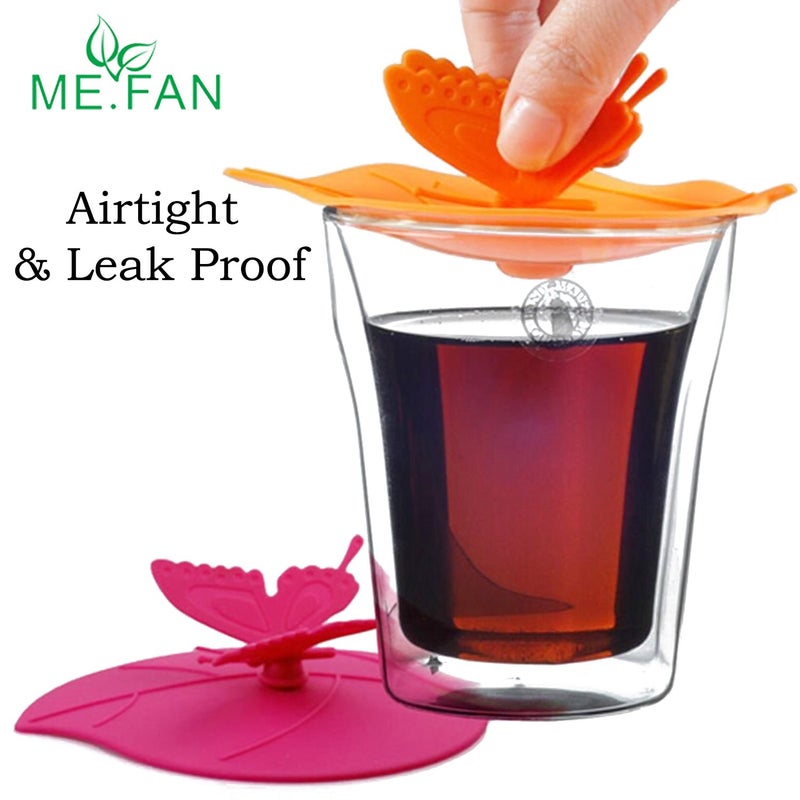 Me.Fan Silicone Cup Lids - Creative Butterfly Mug Cover - Anti-Dust Airtight Seal Hot Cup Lids 6 Set In Bright Colors - Image 5