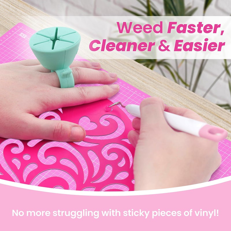 Tweexy tweexy Craft Vinyl Weeding Scrap Collector Ring | Weeding Tools for Vinyl Heat Transfer, HTV Crafting & Adhesive Paper Sheets Holder | Portable Heat Press Accessories and Supplies (Mint)  - Image 3