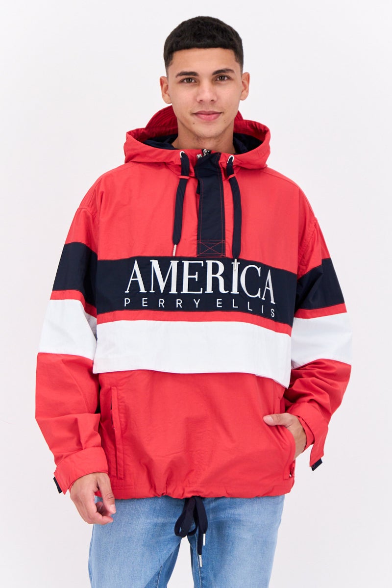 PERRY ELLIS Men Embroidered Logo Hooded Puffer Jacket, Multicolor - Image 1