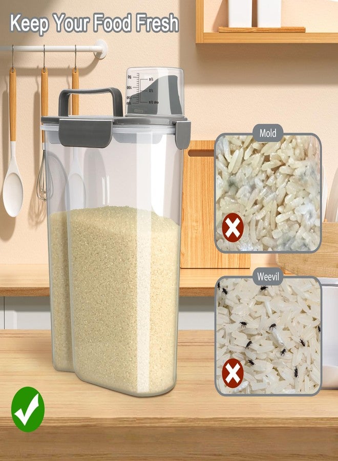 Komzon Rice Container, Airtight Rice Storage Container 10lb, Cereal Containers Storage, BPA Free Food Dispenser with Pouring Spout Handle for Flour Pasta Grain, Pet Dog Cat Bird Food Storage Container - Image 5