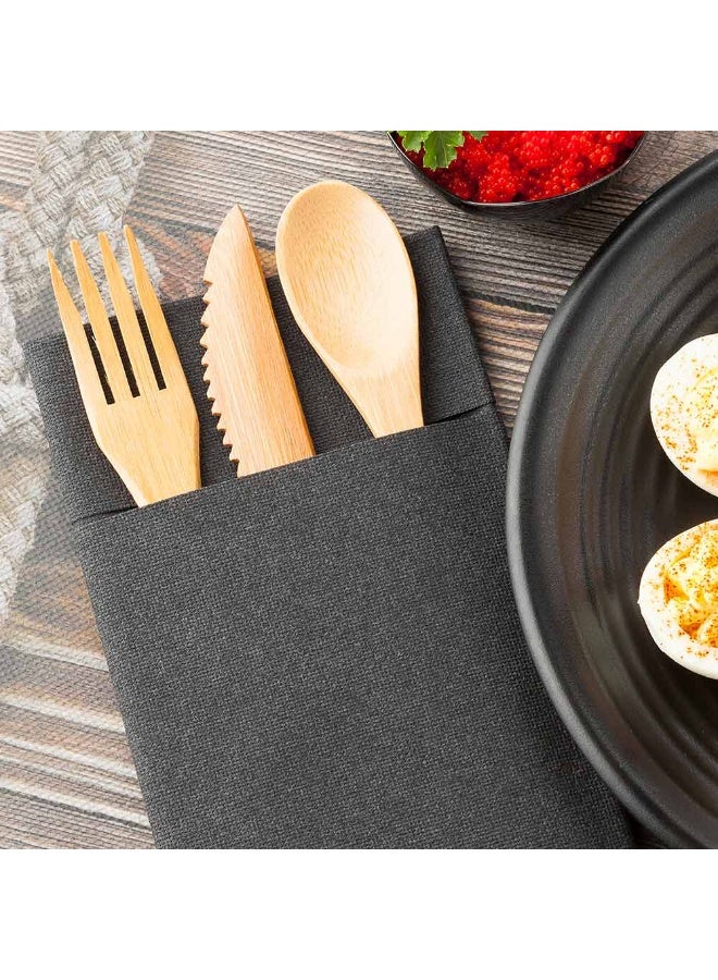 Restaurantware Luxenap 15.75 Inch Dinner Napkins, 480 Linen Feel Disposable Napkins - Cloth Like, Air Laid, Black Paper Pocket Napkin Sleeves, Pre-folded, For Silverware, Utensils, And Cutlery - Image 3