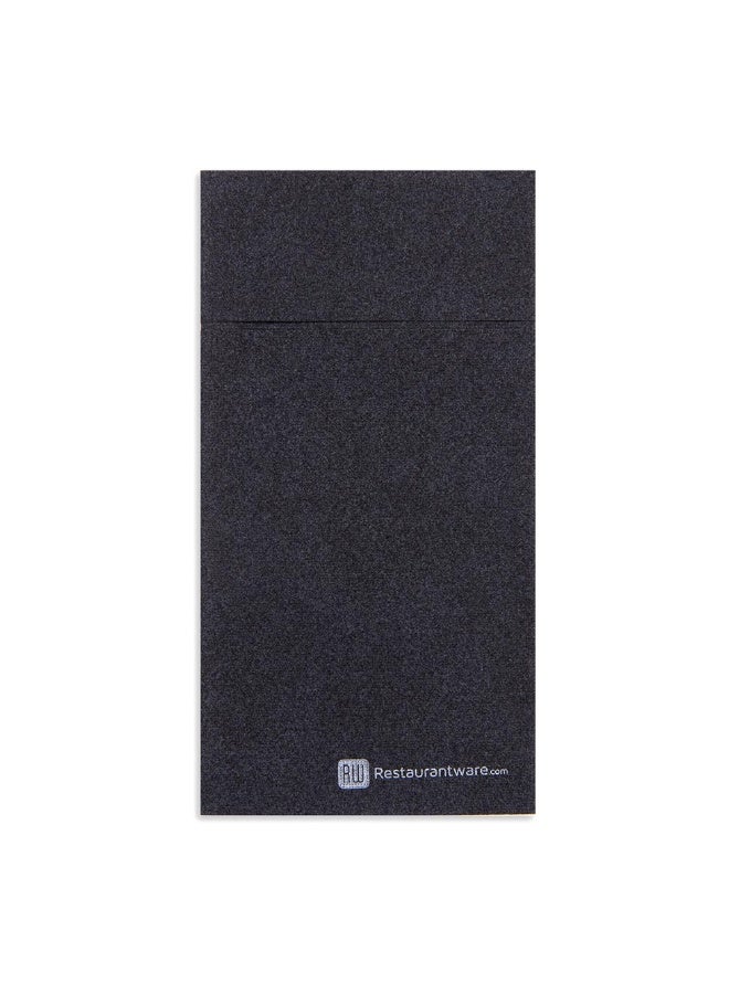 Restaurantware Luxenap 15.75 Inch Dinner Napkins, 480 Linen Feel Disposable Napkins - Cloth Like, Air Laid, Black Paper Pocket Napkin Sleeves, Pre-folded, For Silverware, Utensils, And Cutlery - Image 1
