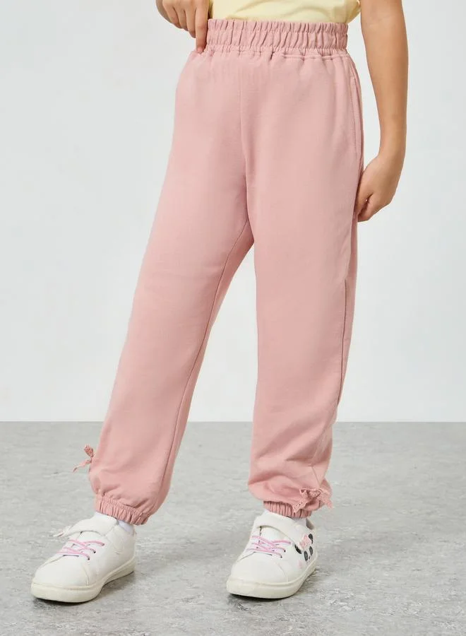 Styli Girls Elasticated Hem Joggers with Bow Applique