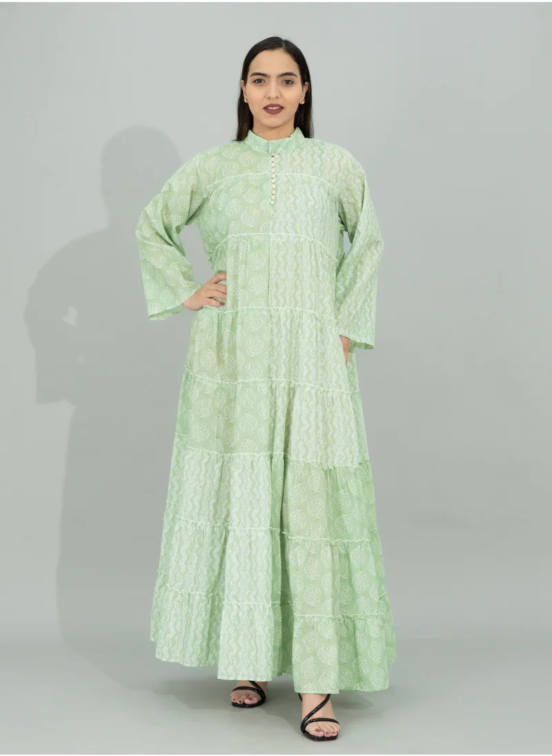 IKKXA Modern Printed Jalabiya CJ1104 Green